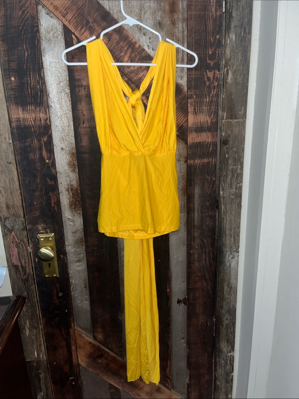 Bright Yellow Sleeveless V-Neck wrap shirt